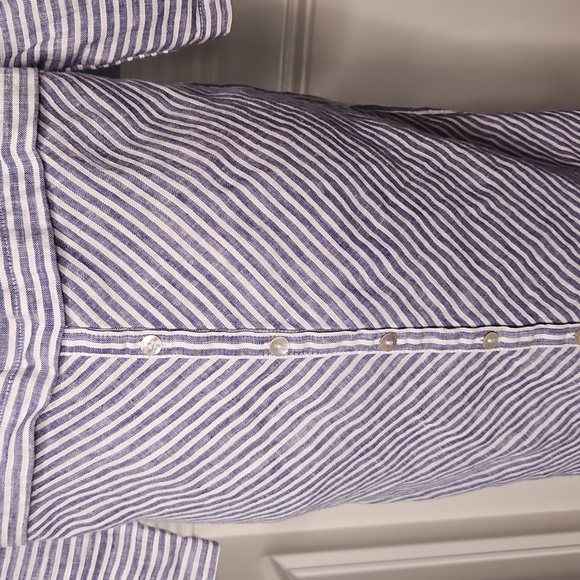 Isaac Mizrahi Three-Quarter Sleeve Striped Linen Dress - Picture 8 of 10